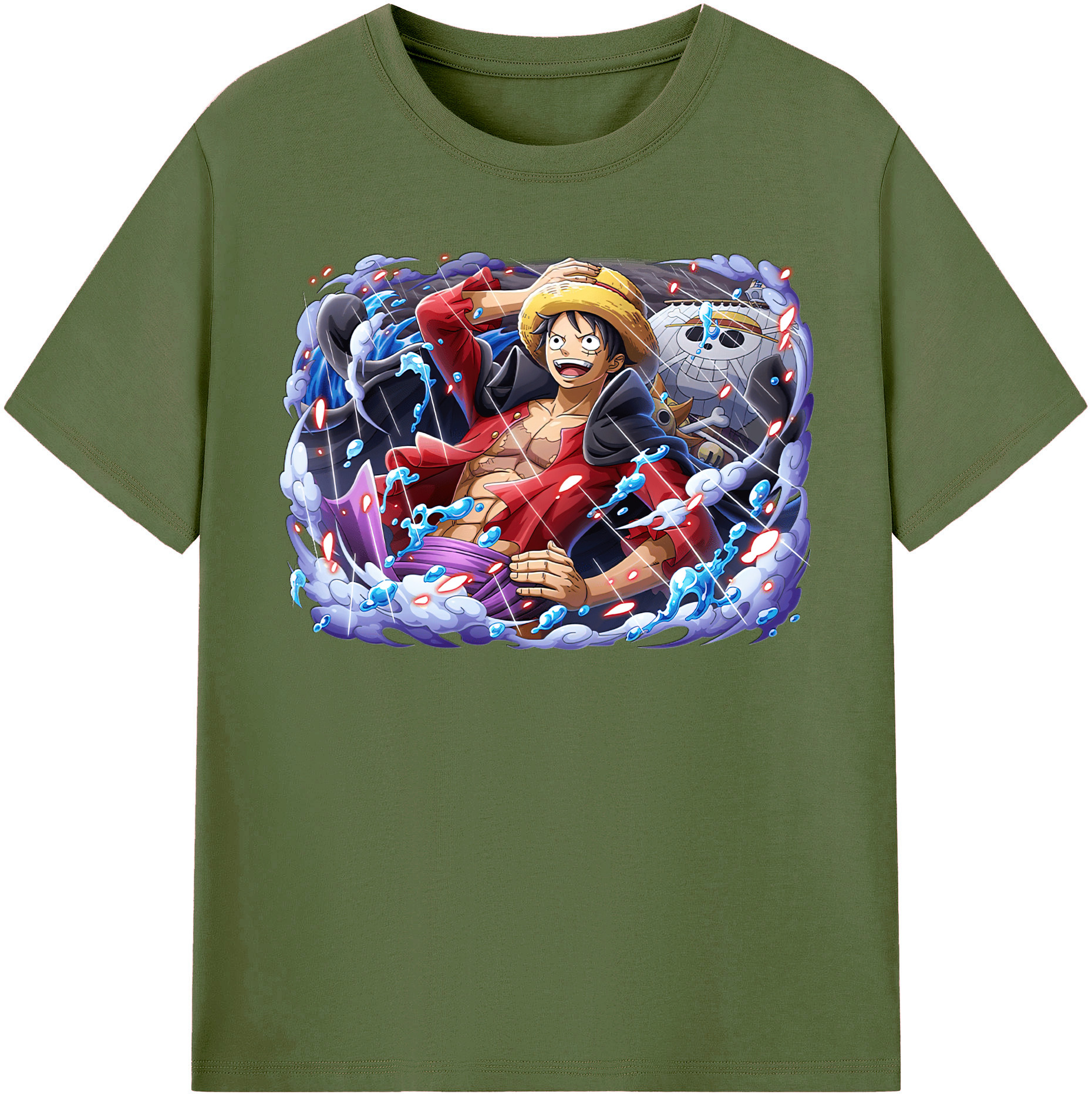 ワンピース モンキー・D・ルフィ ONE PIECE Monkey D. Luffy 綿100％半袖Tシャツ（フロントプリント）